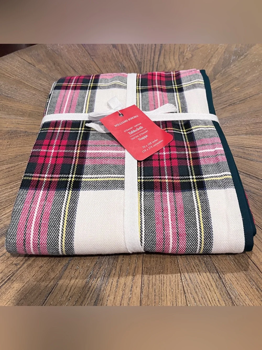 NWT Williams Sonoma Stewart Tartan Plaid Rectangular Tablecloth 70” X 108”